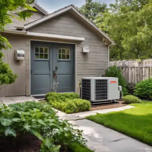 AC Condenser in beautiful yard